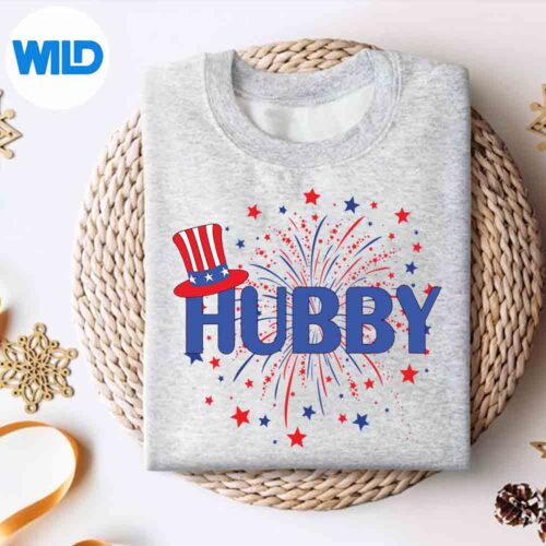 Alternative view of 4th July Hubby Patriotic Couple Matching Cut File