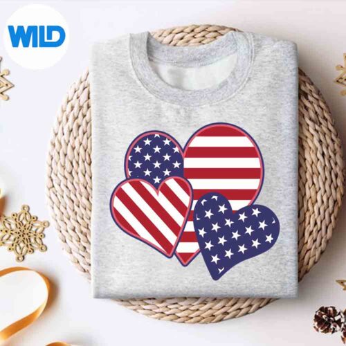 Alternative view of 4th Of July American Flag Heart Patriotic Usa Girls Silhouette SVG PNG