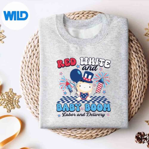 Alternative view of 4th Of July Ld Nurse Red White Baby Boom Labor Delivery SVG PNG