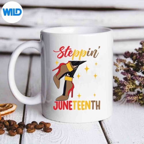 Afro Woman High Heels Black Girl Stepping Into Juneteenth SVG PNG