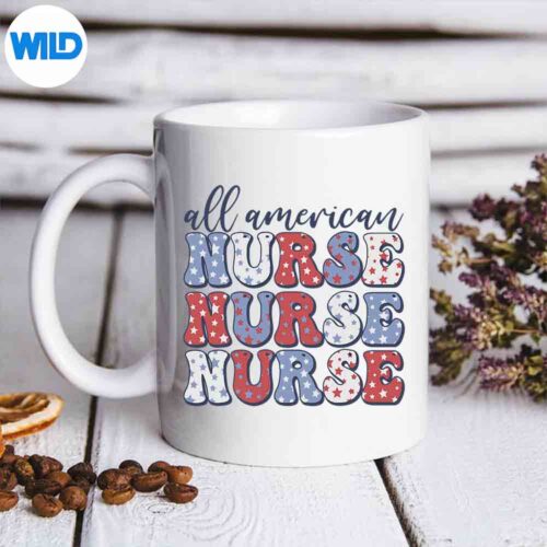 All American Nurse For Memorial Day And Th Of July Delighted Happy Silhouette SVG PNG Cut File