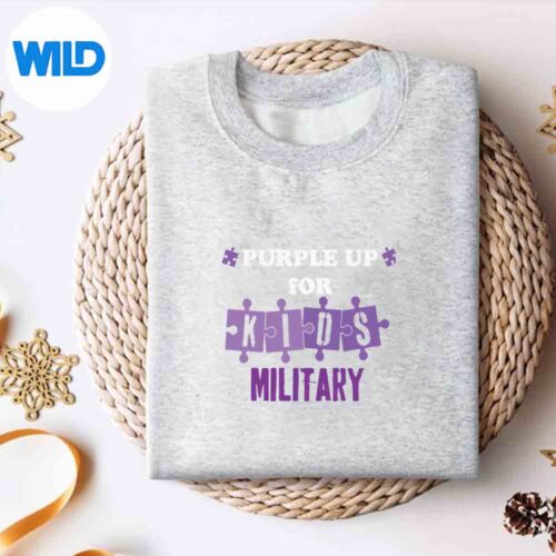 Alternative view of Autism Purple Up For Military Military Family Support SVG PNG Digital Design