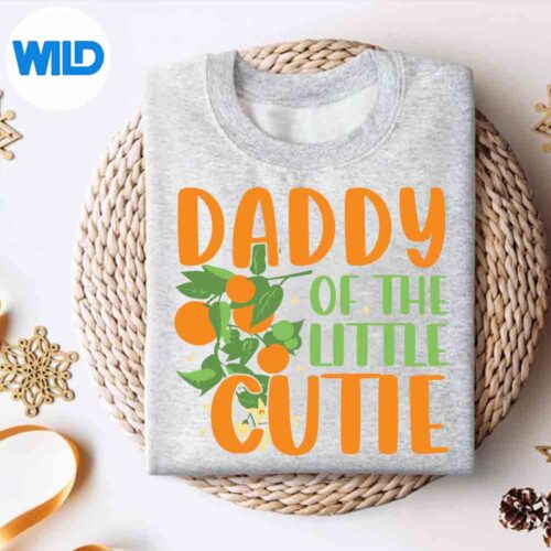 Alternative view of Baby Shower Orange St Party Daddy Little Cutie SVG PNG Digital Design