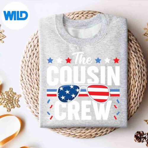 Alternative view of Cousin Crew 4th Of July Patriotic American Family Matching Keen Wonderful Silhouette SVG PNG Cut File