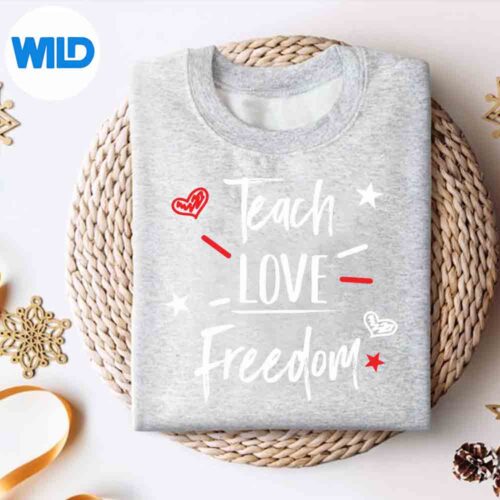 Alternative view of Cute Th Of July Or Memorial Day Teacher Red White And Blue SVG PNG Download