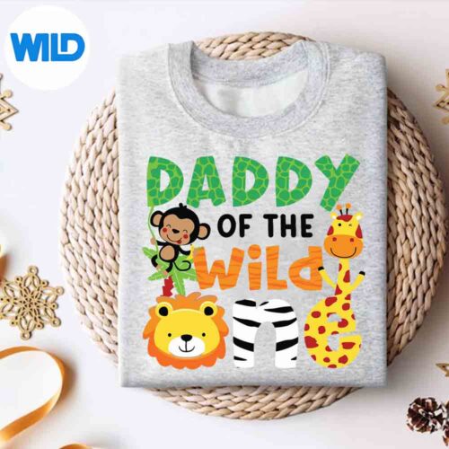 Alternative view of Daddy Of The Wild One Zoo Theme Bday Safari Jungle Animals Digital Design