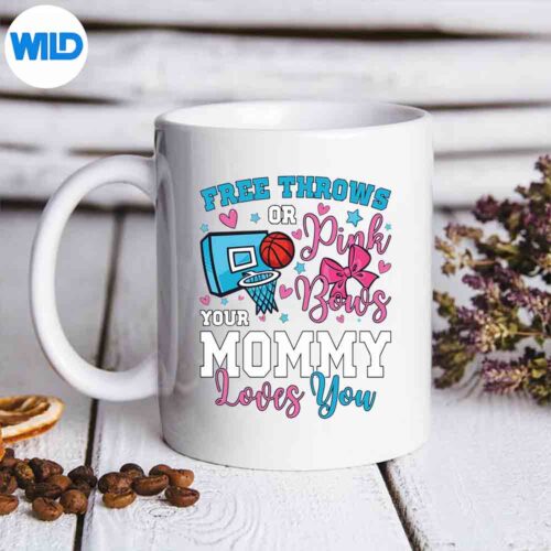 Free Throws Or Pink Bows Mommy Loves You Gender Reveal SVG PNG Download