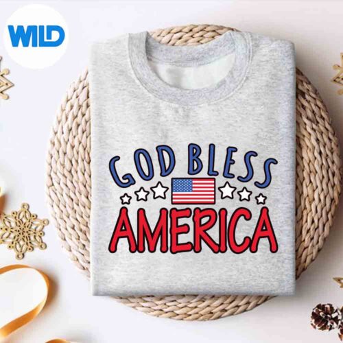 Alternative view of God Bless America Usa Flag Memorial Day Veteran PNG SVG for Cricut