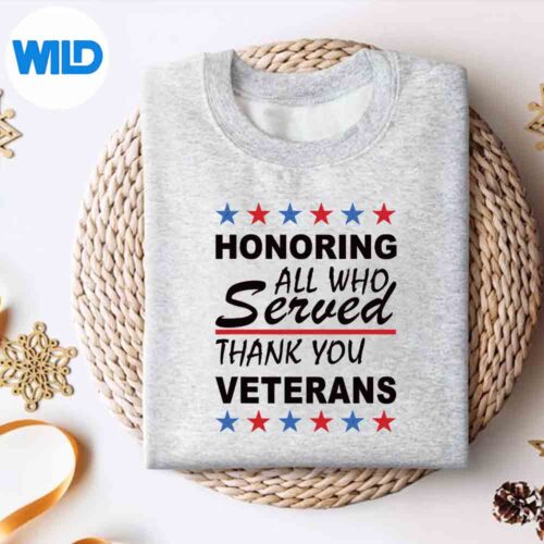 Alternative view of Honoring All Who Served Thank You Veterans Day Silhouette SVG PNG Cut File