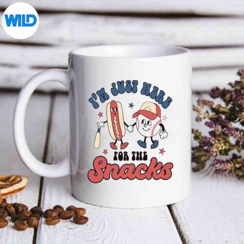Im Just Here For The Snacks Baseball 4th Of July Hot Dog Happy Cute Design for Cricut