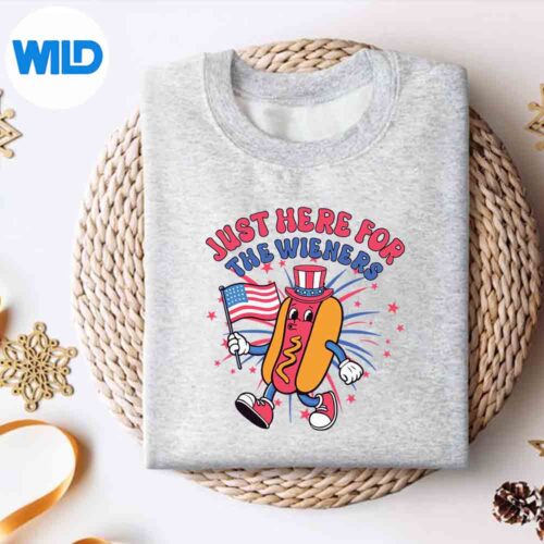 Alternative view of Im Just Here For The Wieners 4th Of July Hot Dog Sad SVG PNG