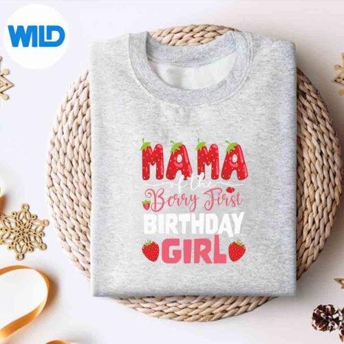 Alternative view of Mama Of The Berry First Of Girl Strawberry Mom Silhouette SVG PNG Cut File