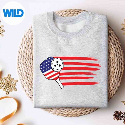 Alternative view of Pickleball Us Flag American Patriotic Pickleball 4th Of July Design for Cricut