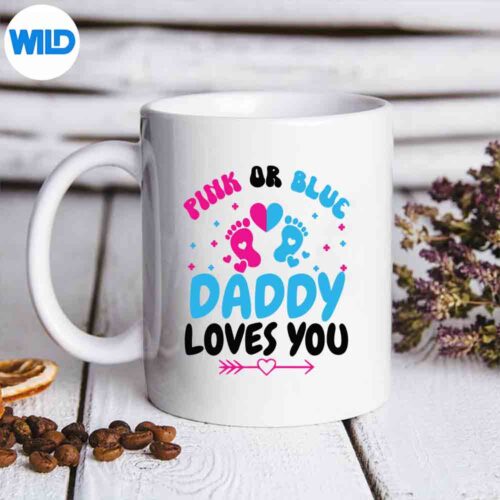 Pink Or Blue Daddy Loves You Baby Gender Reveal Silly Vintage SVG PNG Digital Design