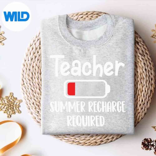 Alternative view of Teacher Summer Recharge Required Last Day School SVG PNG