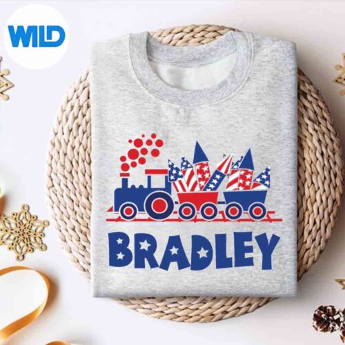 Train Toddler Name Bradley 4th Of July Patriotic Silhouette SVG PNG Cut File