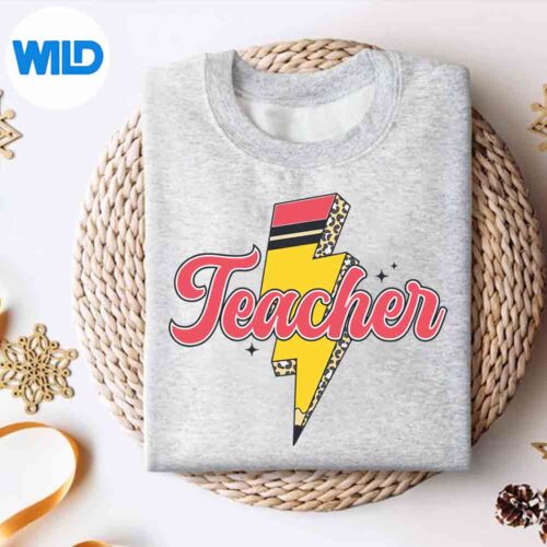 Alternative view of Back To School Pencil Lightning Bolt Teacher Cute First Day Cut File
