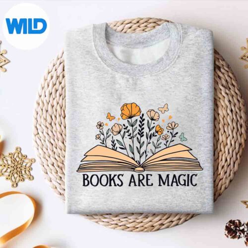 Alternative view of Books Are Magic Vintage Flower Garden Book Lover SVG PNG Download