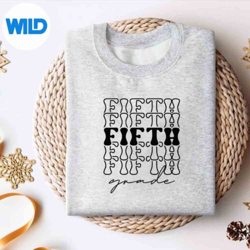 Alternative view of Cute Back To School Fifth Grade Groovy Teachers Students Cut File