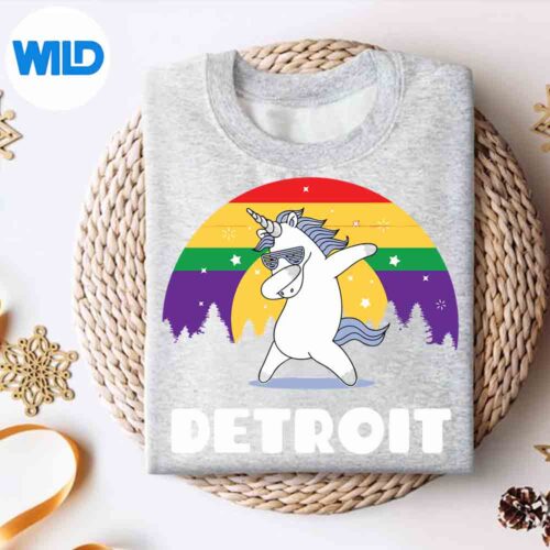 Alternative view of Detroit Michigan Lgbtq Gay Pride Rainbow SVG PNG