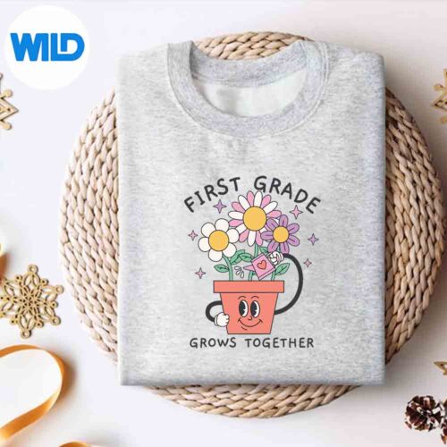 Alternative view of First Grade Grows Together Vintage SVG PNG Digital Design