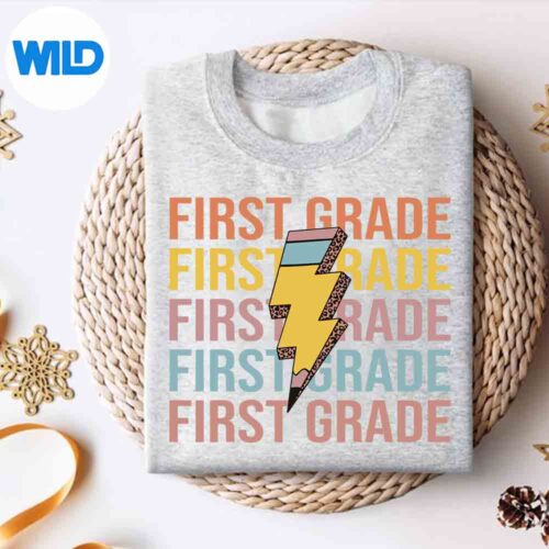 Alternative view of First Grade Teacher Lightning Pencil Bolt Back To School PNG SVG for Cricut