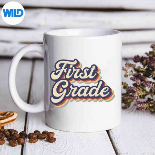 First Grade Teacher Retro Vintage Grade Teacher Team Digital Design