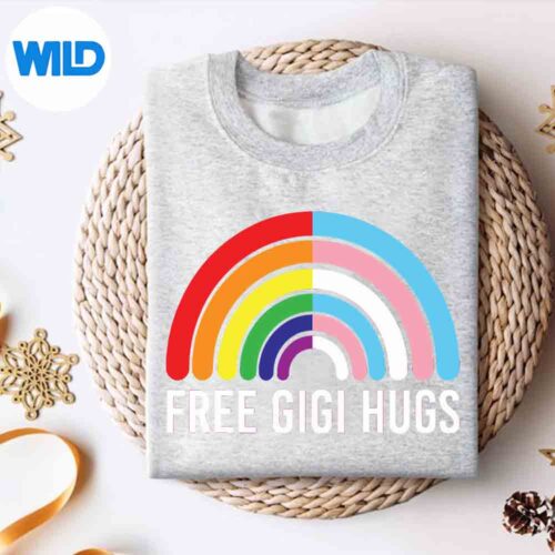FreeGigiHugsRainbowTransgenderFlagLgbtqGayPridesweater