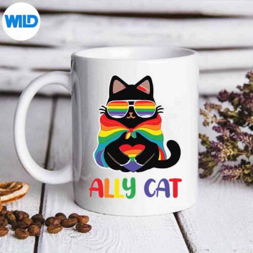 Lgbt Ally Cat Be Kind Gay Rainbow Heart Lgbtq Flag Gay Pride SVG Cut File