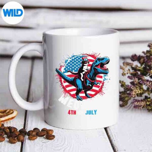 Meowica 4th Of July Cat Riding T Rex Dinosaur Usa Patriotic SVG PNG