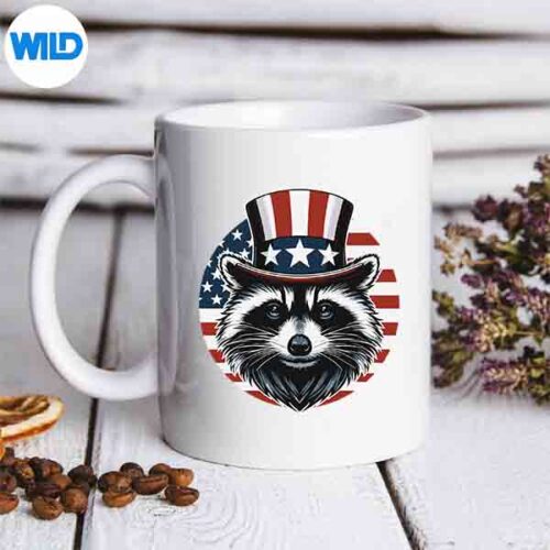 Raccoon Patriotic America 4th Of July Trash Panda Usa Flag Design for Cricut
