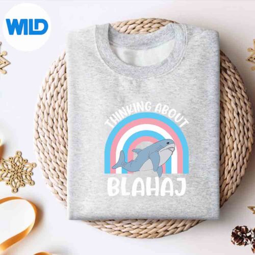 ThinkingAboutBlahajTransgenderWhaleQuotesweater
