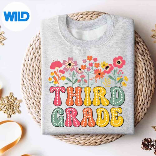 Alternative view of Third Grade Teacher Back To School Floral Cut File