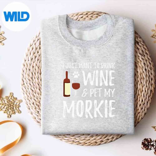 Alternative view of Wine And Morkie Dog Mom Or Dog Dad Idea SVG PNG Digital Design
