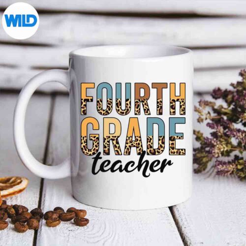 Back To School Fourth Grade Teacher Leopard Print Grade SVG PNG Digital Download