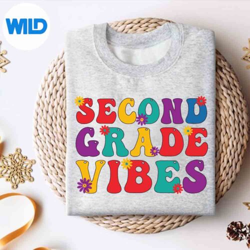 Alternative view of Second Grade Vibes Grade Team Retro Day Of School Cut File