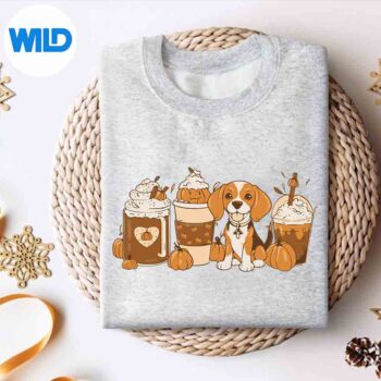 BeaglePuppyPumpkinSpiceDogMomCoffeeLoverRetroFallsweater