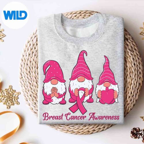 Alternative view of Cute Gnomes Survivor Of Breast Cancer Awareness SVG PNG Digital Design