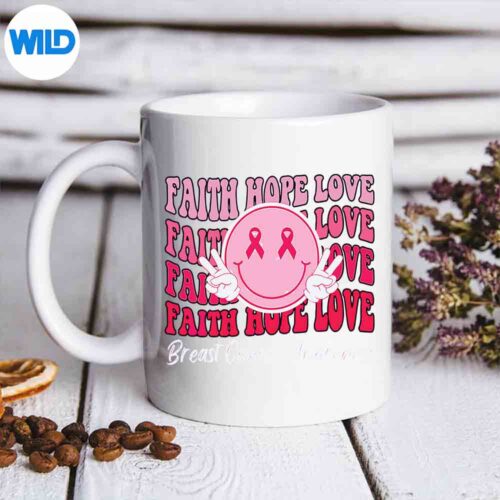 Faith Hope Love Breast Cancer Awareness Month Warrior SVG PNG Digital Download