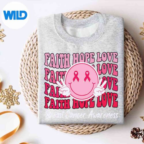 Alternative view of Faith Hope Love Breast Cancer Awareness Month Warrior SVG PNG Digital Download