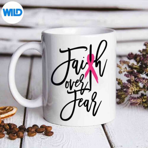 Faith Over Fear Cross Breast Cancer Awareness Christian SVG PNG Cut File