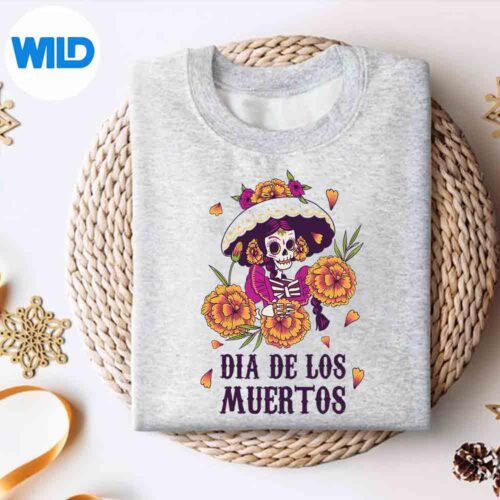 FloralWomanSugarSkullDiaDeLosMuertosMexicanCalaverasweater