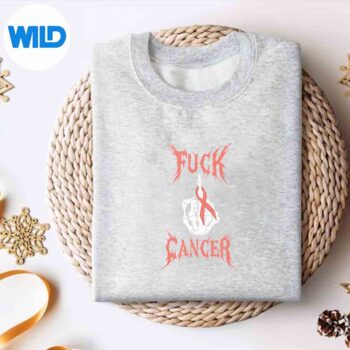 FuckCancerRockTattoosWarriorPeachRibbonUterineCancersweater
