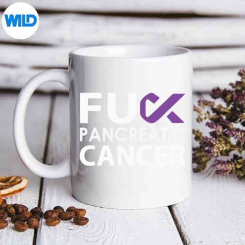 Fuck Pancreatic Cancer Purple Ribbon Cancer Awareness Line PNG SVG for Cricut