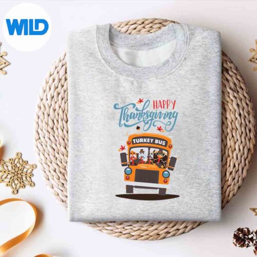 HappyThanksgivingFallTurkeyThankfulSchoolBusDriversweater