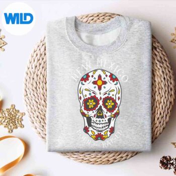 NewMexicoBornAndRaisedZiaSymbolSugarSkullsweater