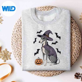 PumpkinBatWitchCostumeGreyhoundDogHalloweensweater