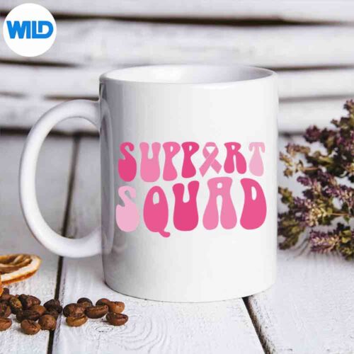 Support Squad Breast Cancer Awareness Pink Ribbon Month SVG PNG