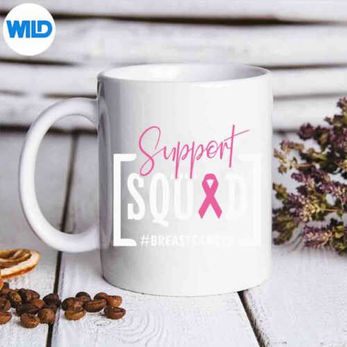 Support Squad Breast Cancer Awareness Warrior Pink Ribbon SVG PNG