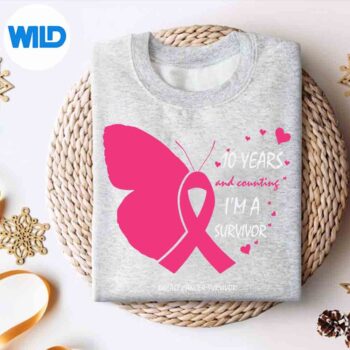 YearsBreastCancerFreeButterflyPinkSurvivorsweater